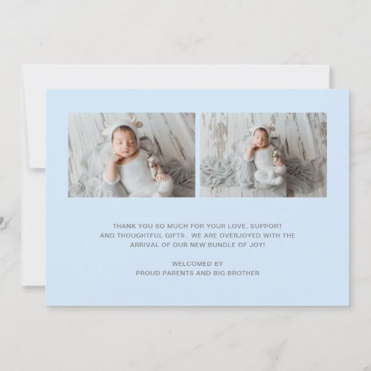 Jongen Foto Collage Blue Simple Newborn Birth Aankondiging (Achterkant)