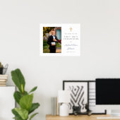 Jongen Foto eerste communiqué Dusty Blue Welkom Poster (Thuiskantoor)