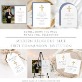 Jongen Foto eerste communiqué Dusty Blue Welkom Poster