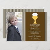 Jongen Foto eerste communiqué Uitnodigingstaak Kaart (Voorkant / Achterkant)