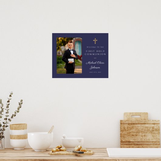 Jongen Foto eerste communistische marinier Blue We Poster (Keuken)