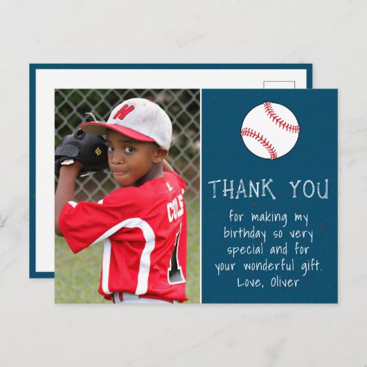 Jongen Foto Honkbal Bal Dank je Verjaardag  Briefkaart (Voorkant / Achterkant)