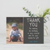 Jongen Foto Modern Eenvoudig Kinderverjaardag Bedankkaart (Staand voorkant)