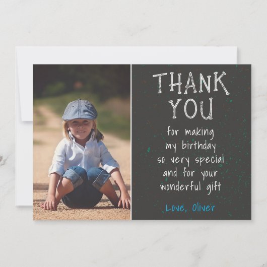 Jongen Foto Modern Simple Kind Birthday Bedankkaart (Voorkant)