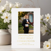 Jongen Foto script First Heilige Communist Gold Folie Uitnodiging