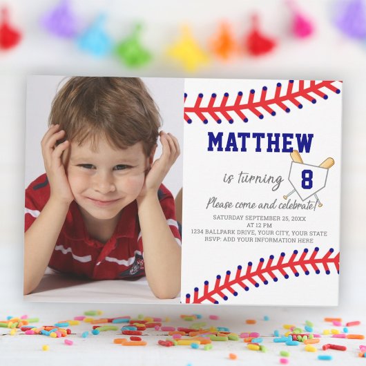 Jongen Foto Sports Party Baseball Birthday Kaart