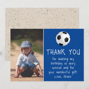 Jongen Foto Voetbal Bal Kinderverjaardag  Bedankkaart