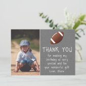 Jongen Foto Voetbal Bal Kinderverjaardag  Bedankkaart (Staand voorkant)