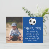 Jongen Foto Voetbal Kind Verjaardag Bedankkaart (Staand voorkant)