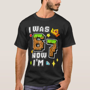 Jongen gamer pixel verjaardag was 6 7 jaar oud ver t-shirt