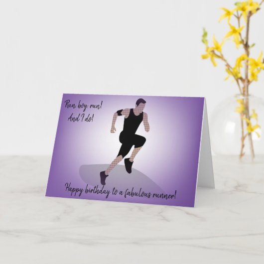 Jongen geamputeerde loper verjaardag kaart (Gele Bloem)