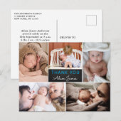 Jongen geboorte Aankondiging Bedankt Foto Collage Briefkaart (Voorkant / Achterkant)