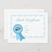 Jongen geboortecertificaat briefkaart (Voorkant / Achterkant)