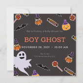 Jongen geest halloween baby shower kleine boe invi kaart (Voorkant)