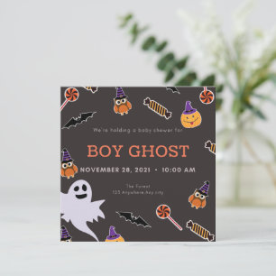 Jongen geest halloween baby shower kleine boe invi kaart