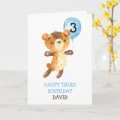 Jongen Gelukkige Verjaardag Schattige Beer Ballon  Kaart (Gele Bloem)