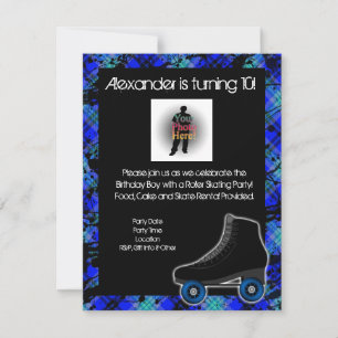 Jongen Gepersonaliseerde Rolschaatsen Party uitnod Kaart
