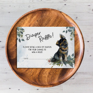 Jongen! German Shepherd Puppy Diaper Raffle Informatiekaartje