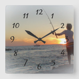Jongen Gevist van Ocean Pier Clock Vierkante Klok