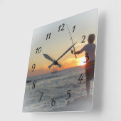 Jongen Gevist van Ocean Pier Clock Vierkante Klok (Hoek)