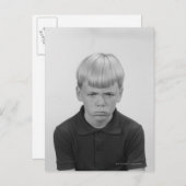 Jongen gezichtsuitdrukkingen briefkaart (Voorkant / Achterkant)