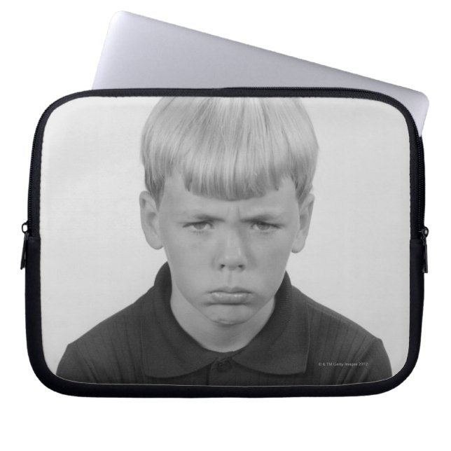 Jongen gezichtsuitdrukkingen laptop sleeve (Voorkant)
