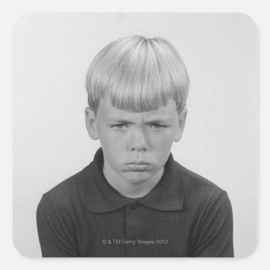 Jongen gezichtsuitdrukkingen vierkante sticker (Voorkant)