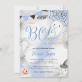 Jongen Ghost Little Boo is een Halloween Baby show Kaart (Voorkant)