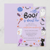 Jongen Ghost Little Boo is een Halloween Baby show Kaart (Voorkant / Achterkant)