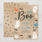 Jongen Ghost Little Boo is een Halloween Baby show Kaart (Voorkant / Achterkant)