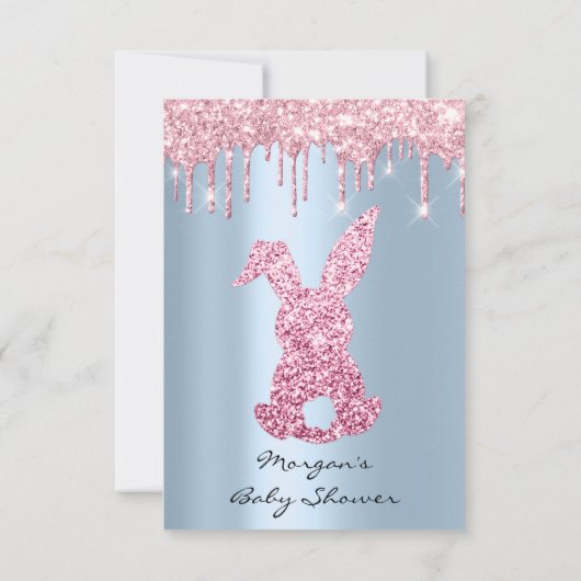 Jongen Gir Glitter zet roze blauw Baby shower koni Kaart (Achterkant)