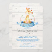 Jongen Giraffe Baby shower door Mail Invitation Kaart (Voorkant / Achterkant)