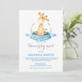 Jongen Giraffe Baby shower door Mail Invitation Kaart (Staand voorkant)
