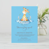 Jongen Giraffe Baby shower door Mail Invitation Kaart (Staand voorkant)