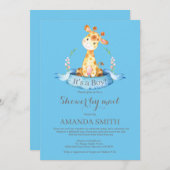 Jongen Giraffe Baby shower door Mail Invitation Kaart (Voorkant / Achterkant)