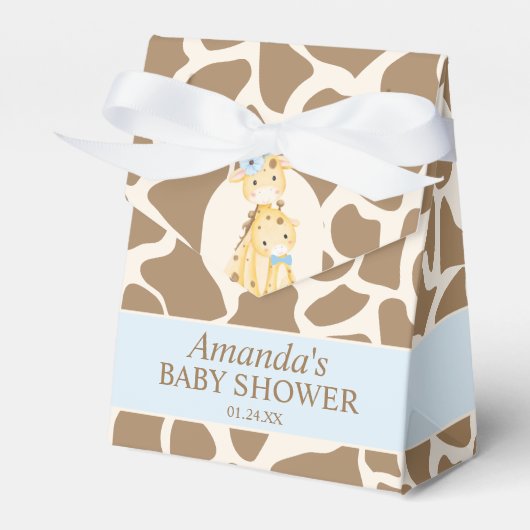 Jongen Giraffe Baby shower Favor Box Bedankdoosjes (Voorkant Zijde)