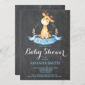 Jongen Giraffe Baby shower Uitnodigingsbord Kaart (Voorkant / Achterkant)