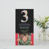 Jongen Girl 3rd Birthday ballons Foto Bedankkaart (Staand voorkant)