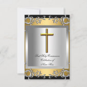 Jongen Girl First Heilige Commune Silver Gold Smal Kaart (Voorkant)