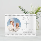 Jongen Girl First Heilige Communie White Cross Fot Kaart (Staand voorkant)