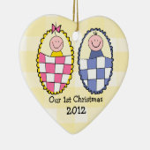 Jongen Girl Twins 1e Kerstmis Keramisch Ornament (Rechts)