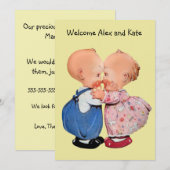  Jongen Girl Twins Birth Aankondiging (Voorkant / Achterkant)