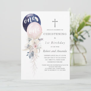 Jongen Girl Twins Christening en First Birthday Kaart
