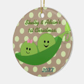 Jongen Girl Twins Eerste kerstversiering Keramisch Ornament (Links)