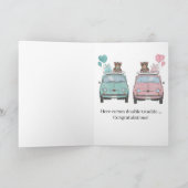 Jongen/Girl Twins Fiat 500 gefeliciteerd Kaart (Binnen)