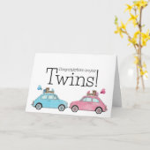 Jongen/Girl Twins Fiat 500 gefeliciteerd Kaart (Gele Bloem)