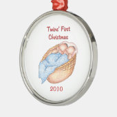 Jongen/Girl Twins First-kerstversiering Metalen Ornament (Links)