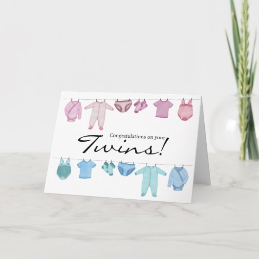 Jongen/Girl Twins Gefeliciteerd Kaart (Voorkant)