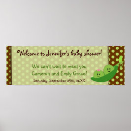 Jongen Girl Twins Pea in a Pod Baby shower Banner Poster