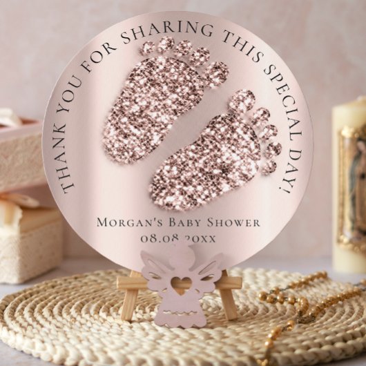 Jongen GirlBaby Shower Favor Dank Glitter Roos Fee Ronde Sticker